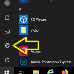 Select Windows settings gear in Start menu