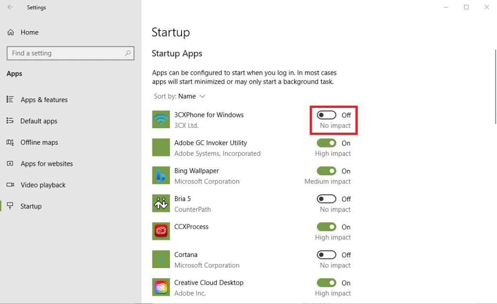 Windows Settings Startup