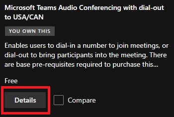 Microsoft Teams Audio Conferencing with dial-out to the USA/CAN
