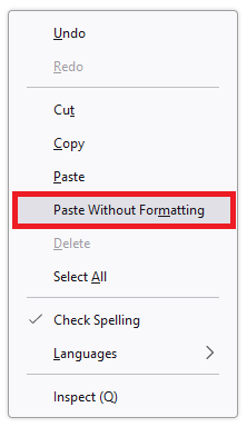 Past Without Formatting - Firefox