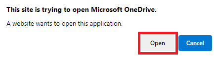 Approve opening Microsoft OneDrive